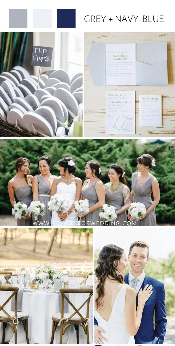 grey white navy july wedding color palettes