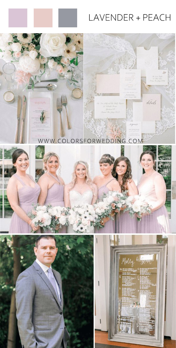 lavender peach and grey summer wedding colors