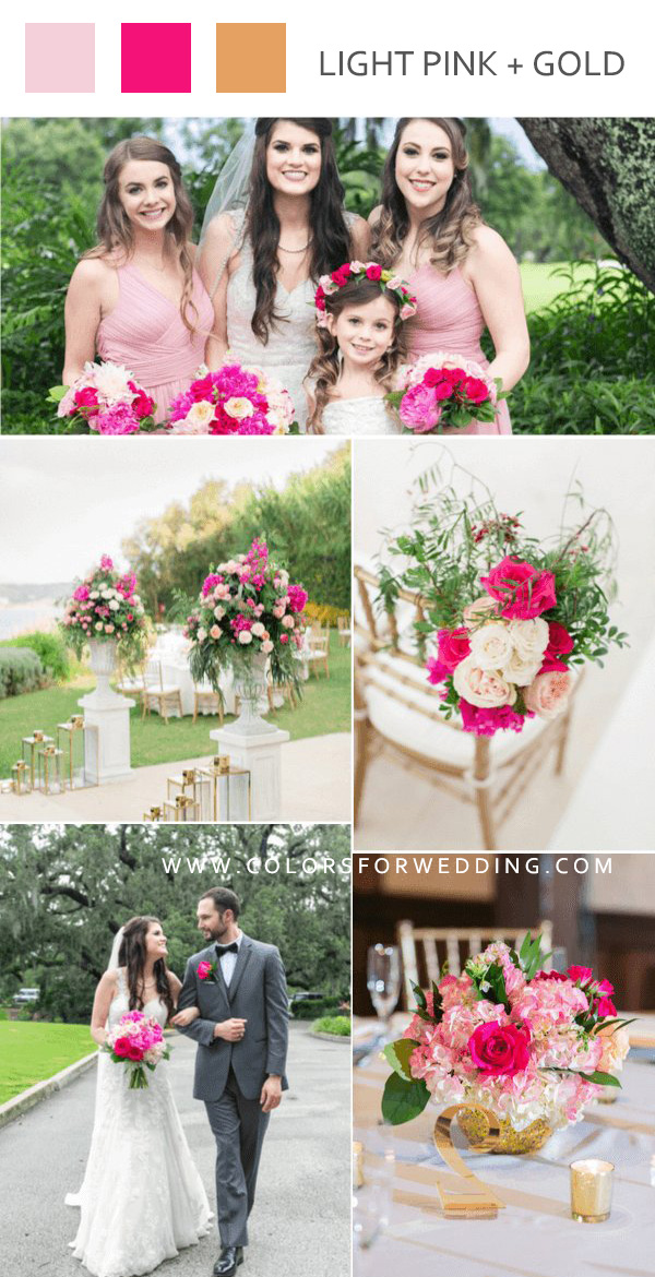 light pink fuchsia grey june wedding color palettes ideas