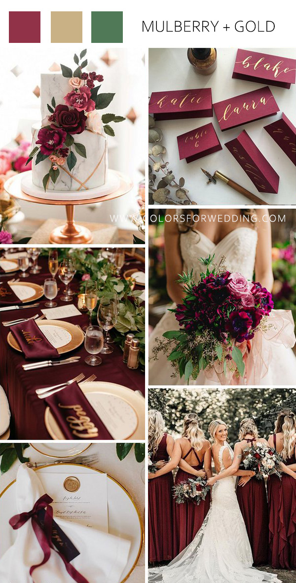 mulberry and gold wedding color idea