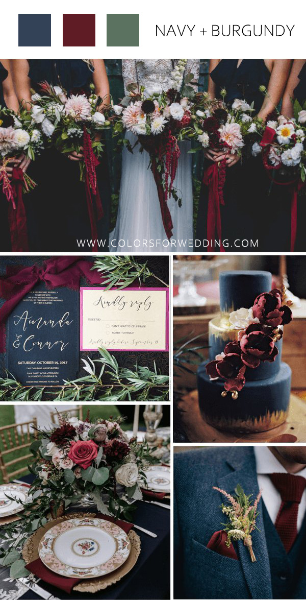 navy blue and burgundy fall september wedding colors
