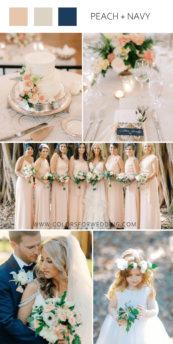 peach white navy july wedding color palettes