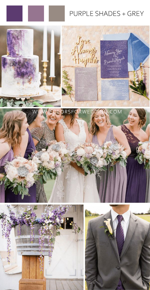 purple shades and grey fall november wedding colors