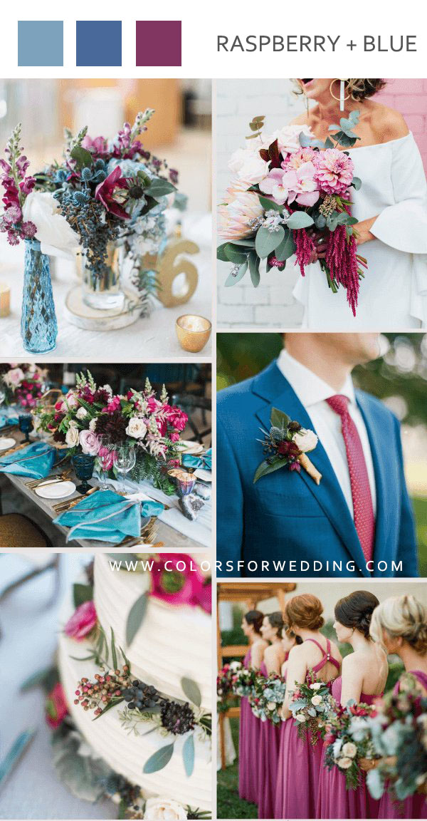 raspberry and blue june wedding color palettes ideas