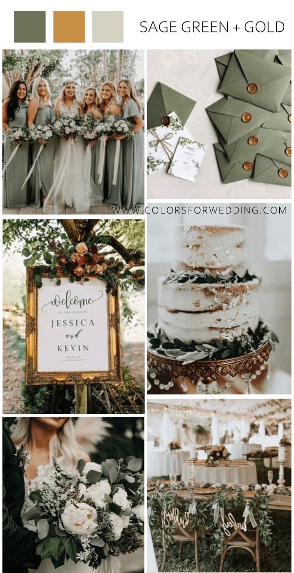 sage green and gold fall september wedding colors