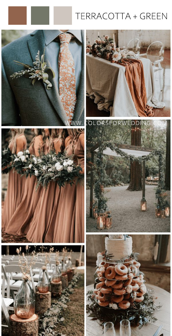 terracotta and greenery fall september wedding colors