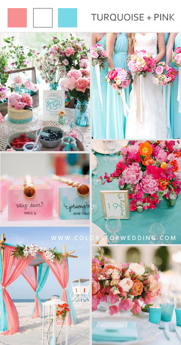 turquoise and pink june wedding color palettes ideas