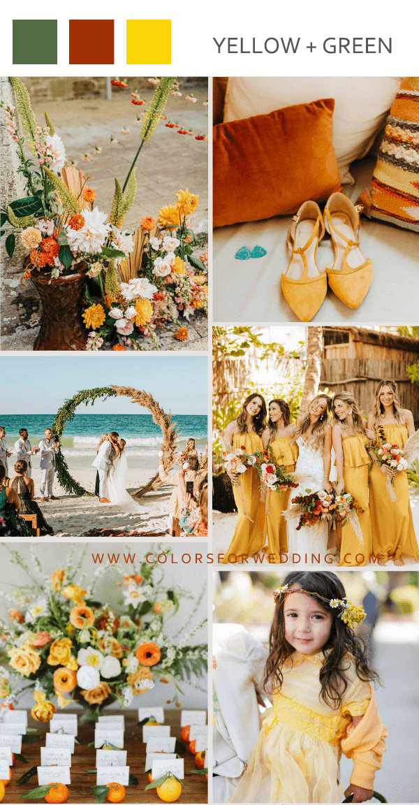 yellow and green june wedding color palettes ideas