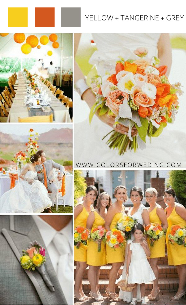 yellow tangerine grey august wedding color palettes