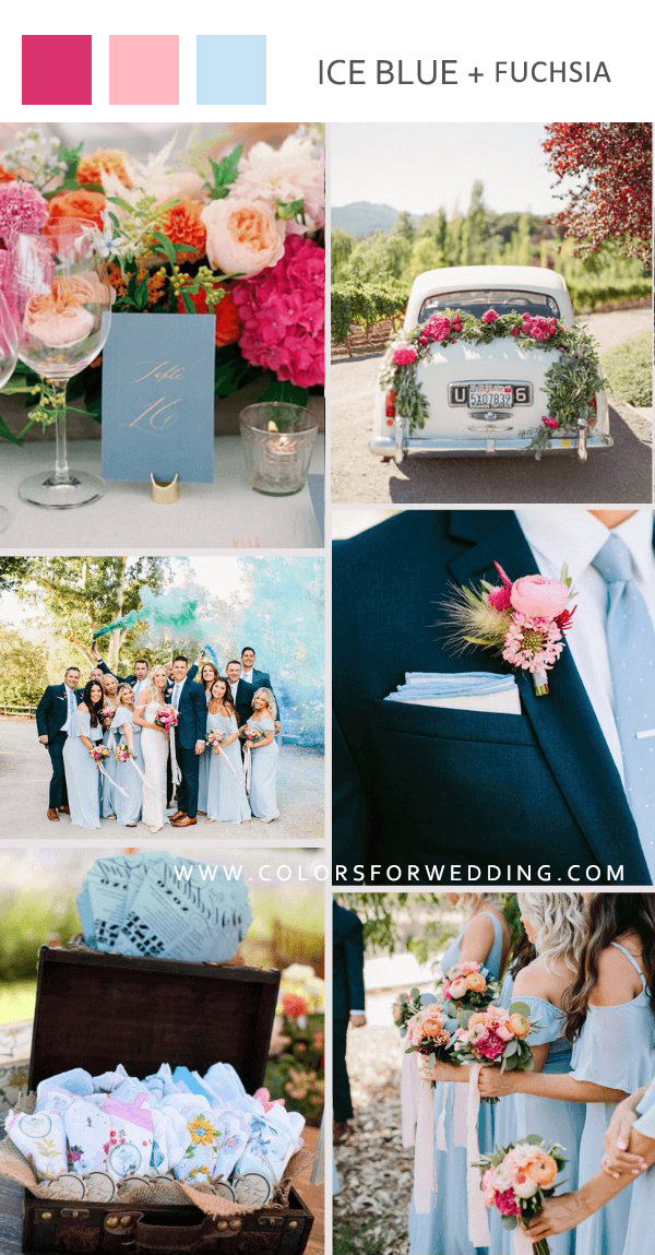 ice blue and fuchsia june wedding color palettes ideas