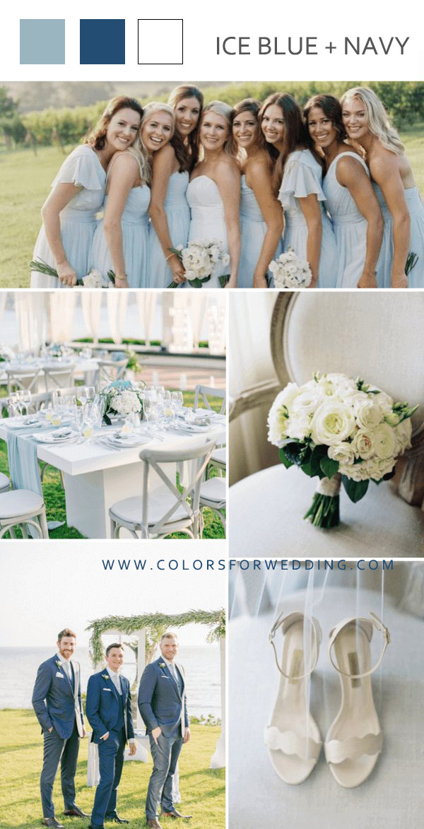 ice blue navy white june wedding color palettes ideas