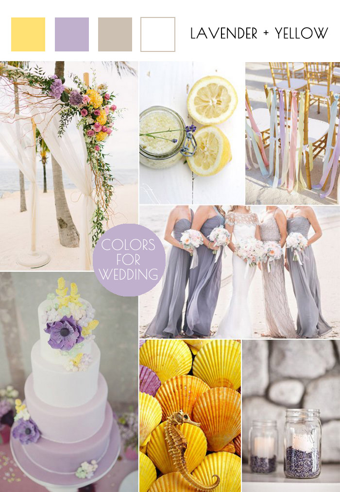 lavender and yellow inspired beach wedding color schemes