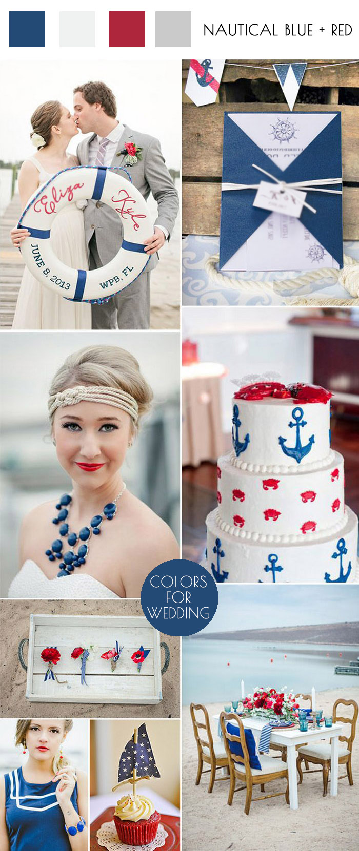 nautical blue and red beach wedding ideas