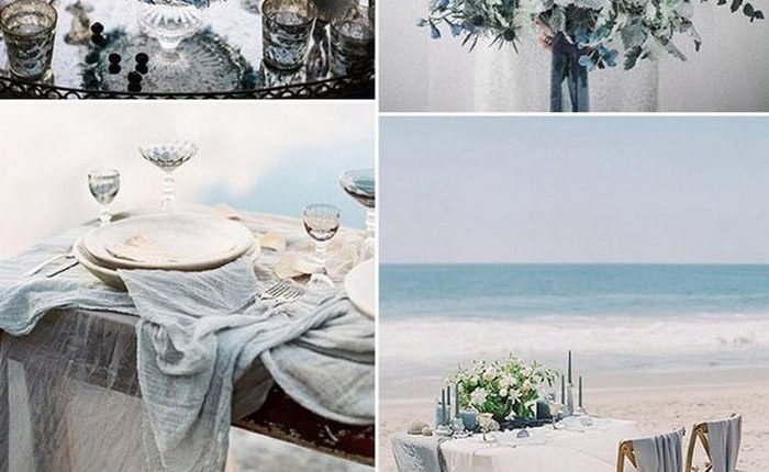 romantic ocean blue and sage green beach wedding colors