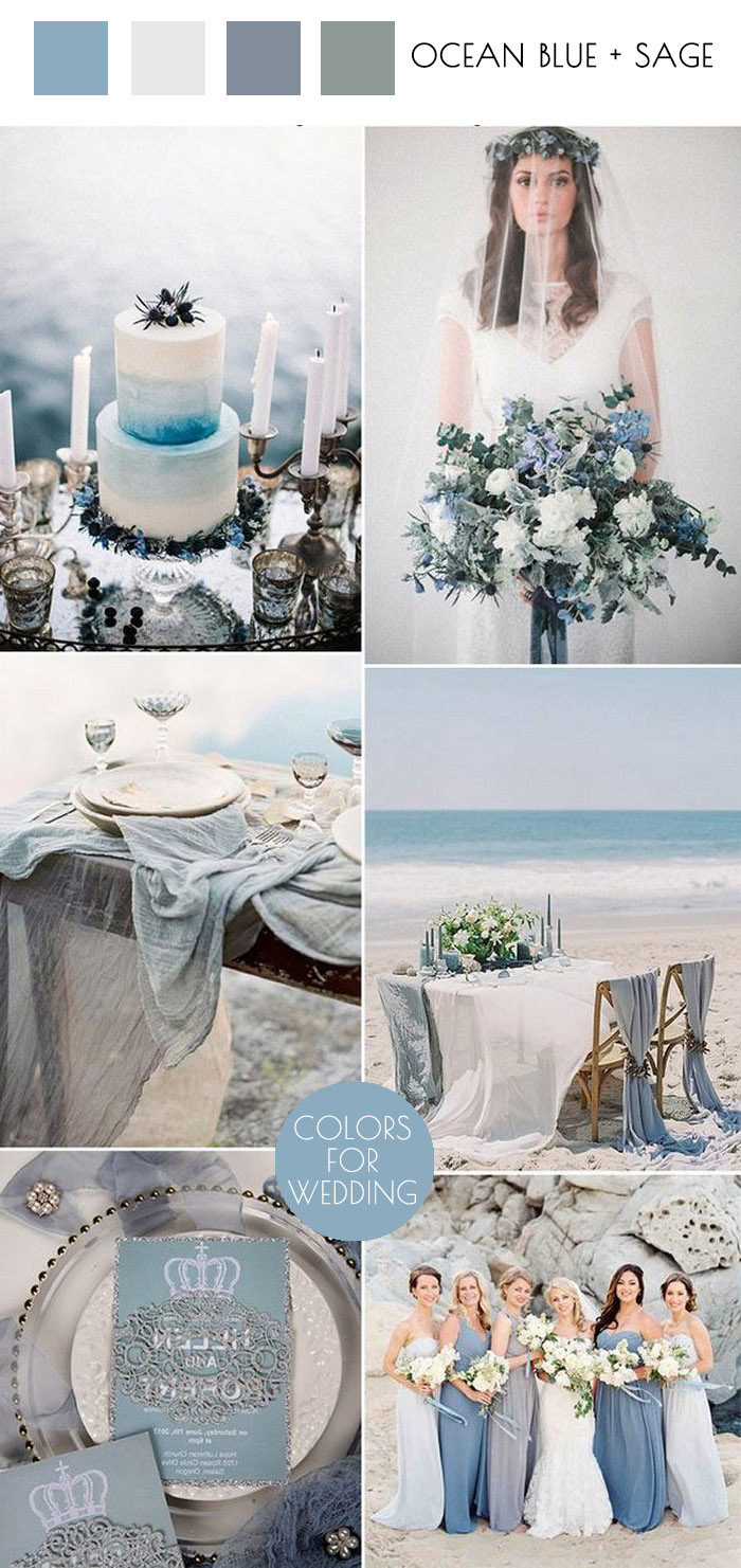 romantic ocean blue and sage green beach wedding colors