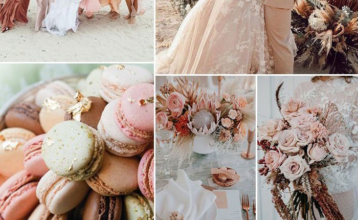 romantic shades of blush and pink beach side wedding colors