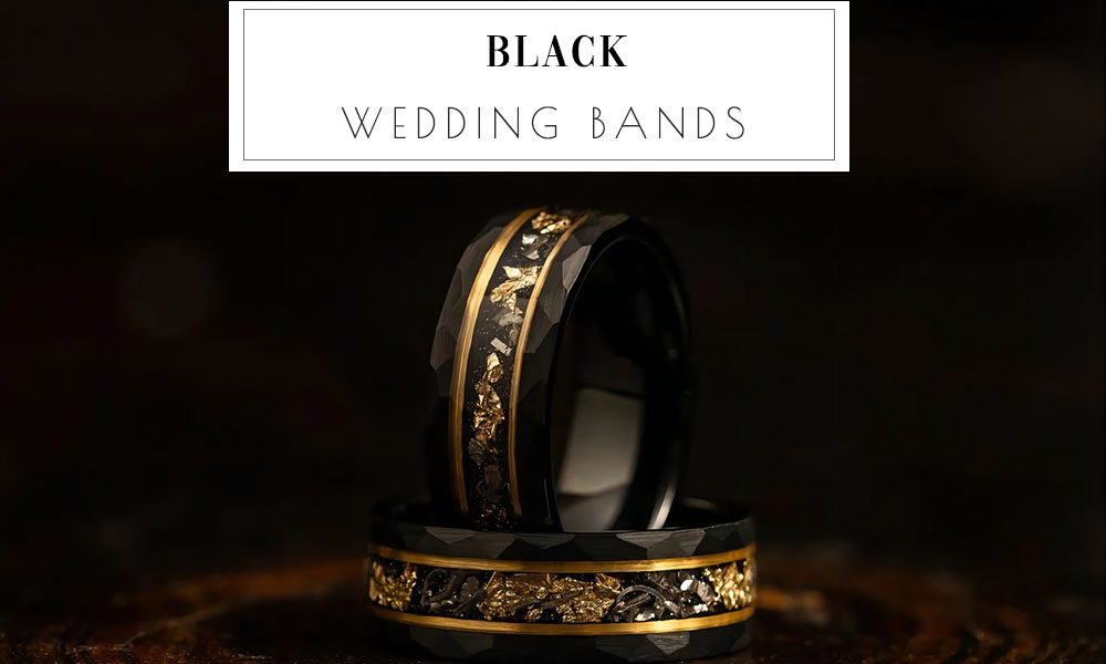 black wedding bands for women and mens