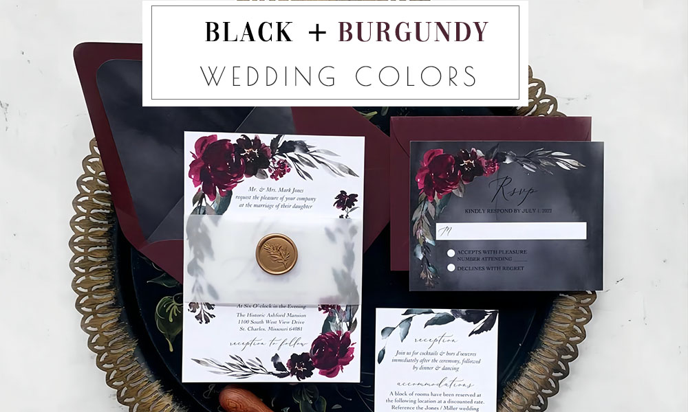 black and burgundy wedding color ideas