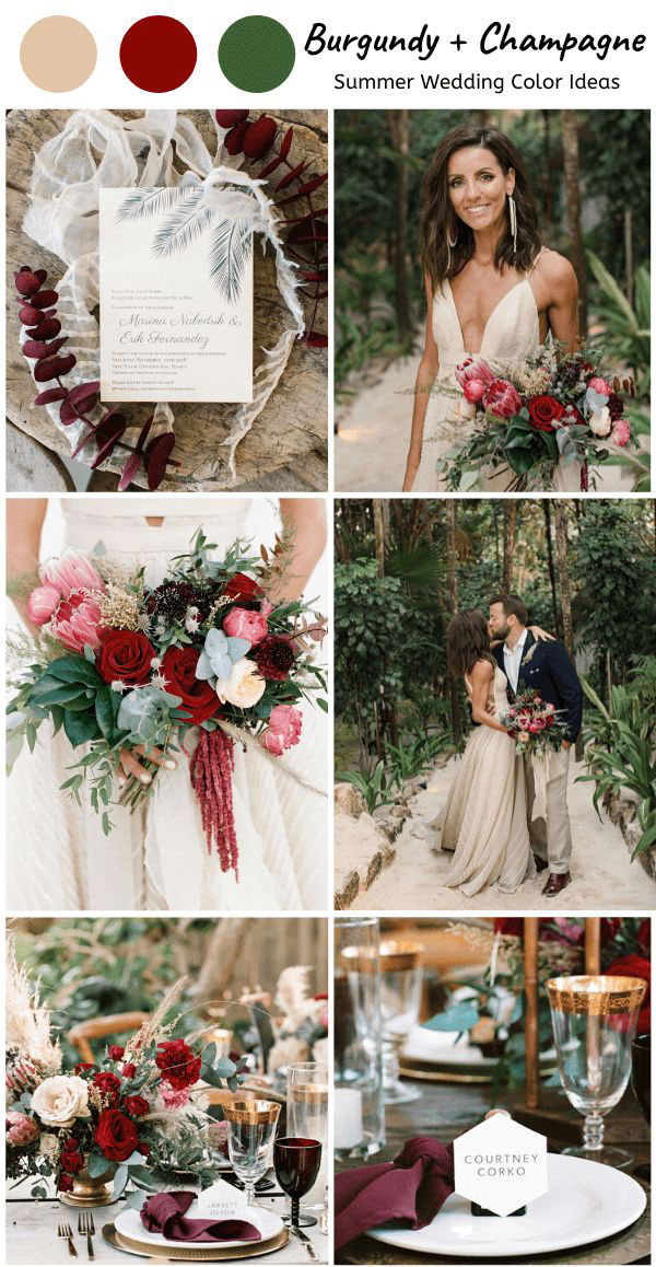 burgundy and champagne summer wedding color ideas
