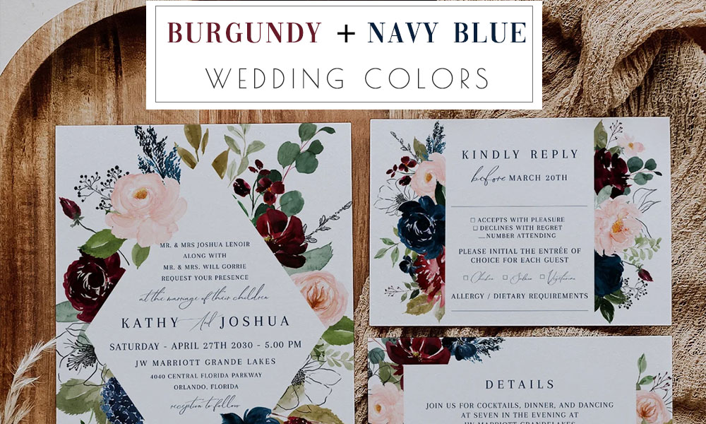 burgundy and navy blue weddig color ideas