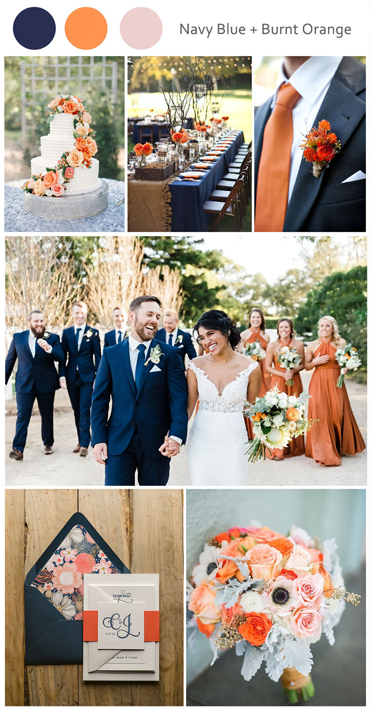 navy blue fall wedding colors navy blue and burnt orange