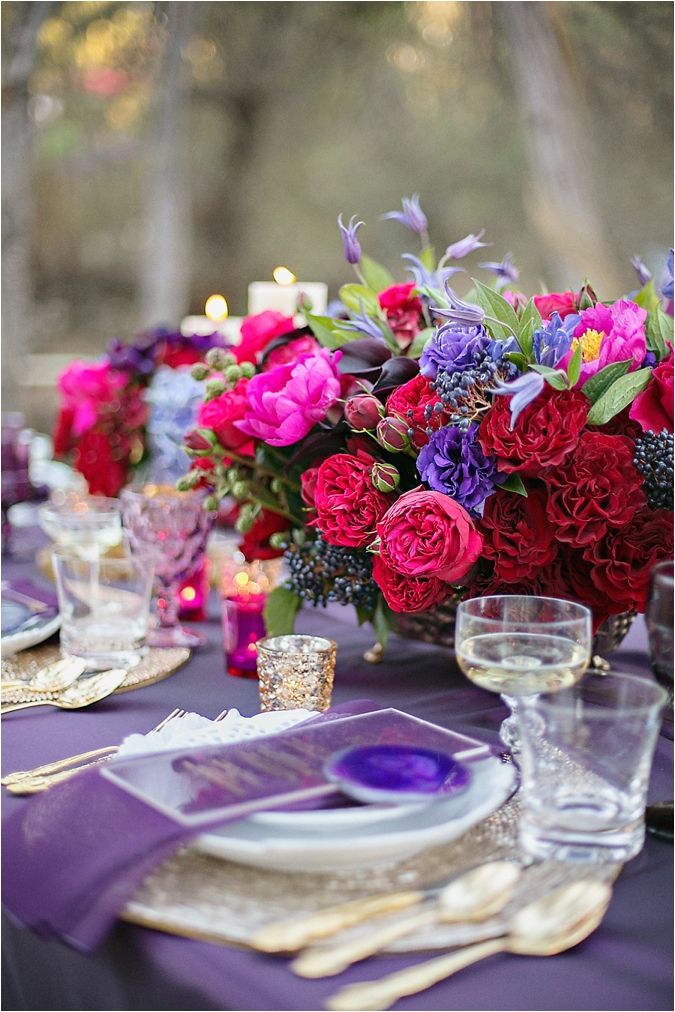 Purple and Red Wedding Centerpiece