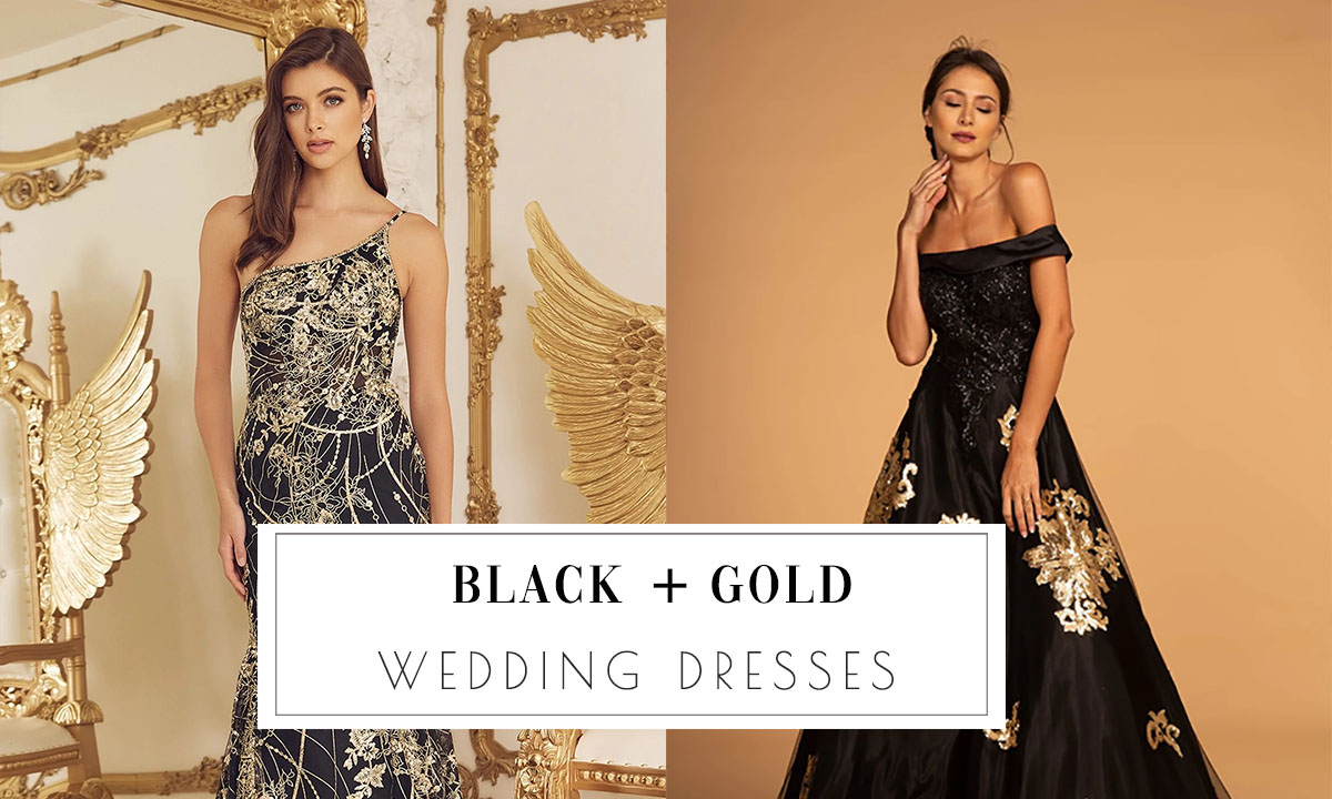 black and gold wedding dresses