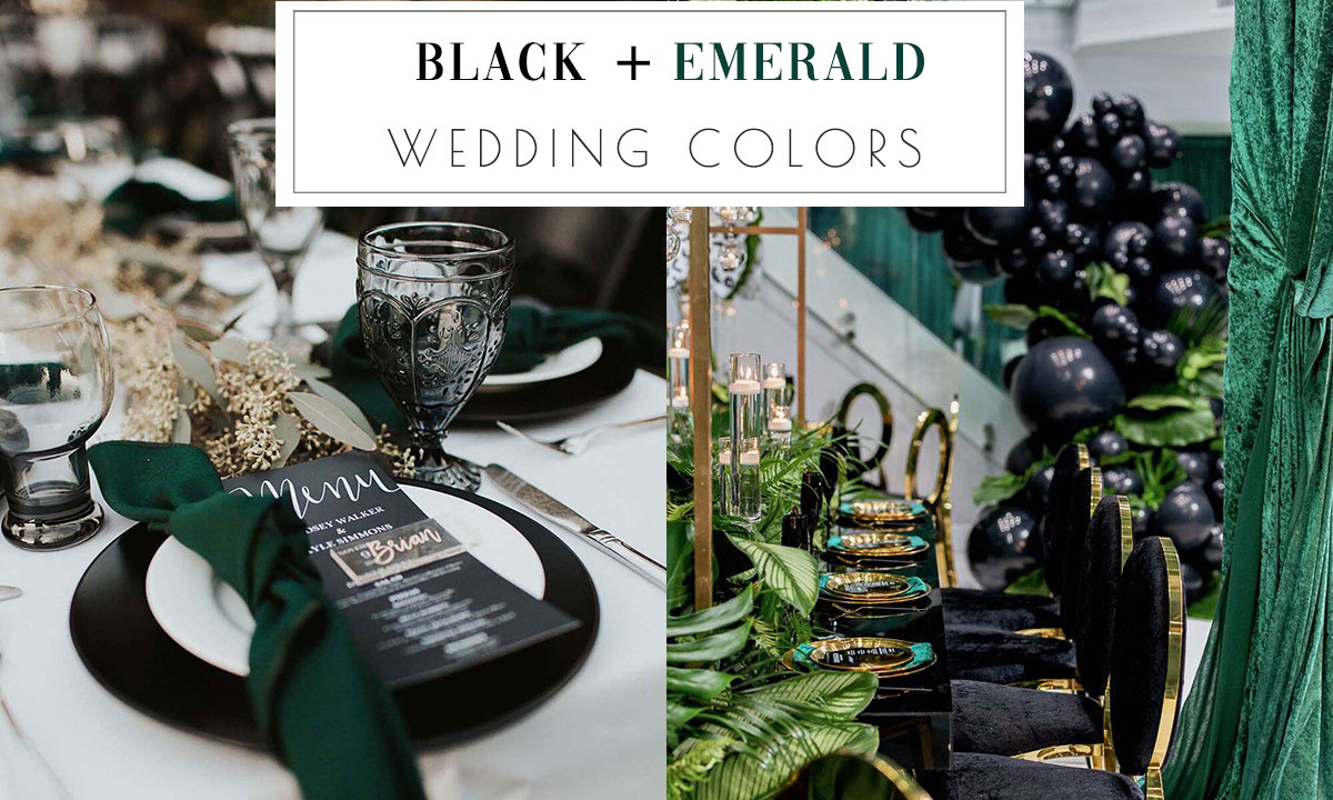 emerald green and black wedding color