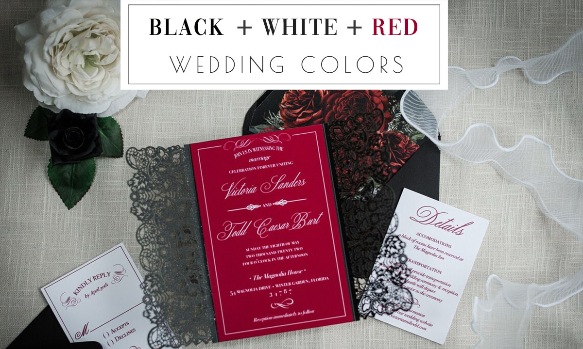 black white and red wedding colors