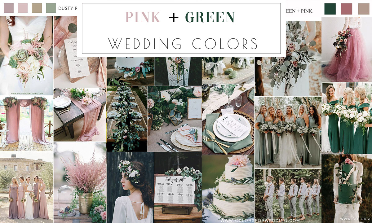 pink and green wedding colors