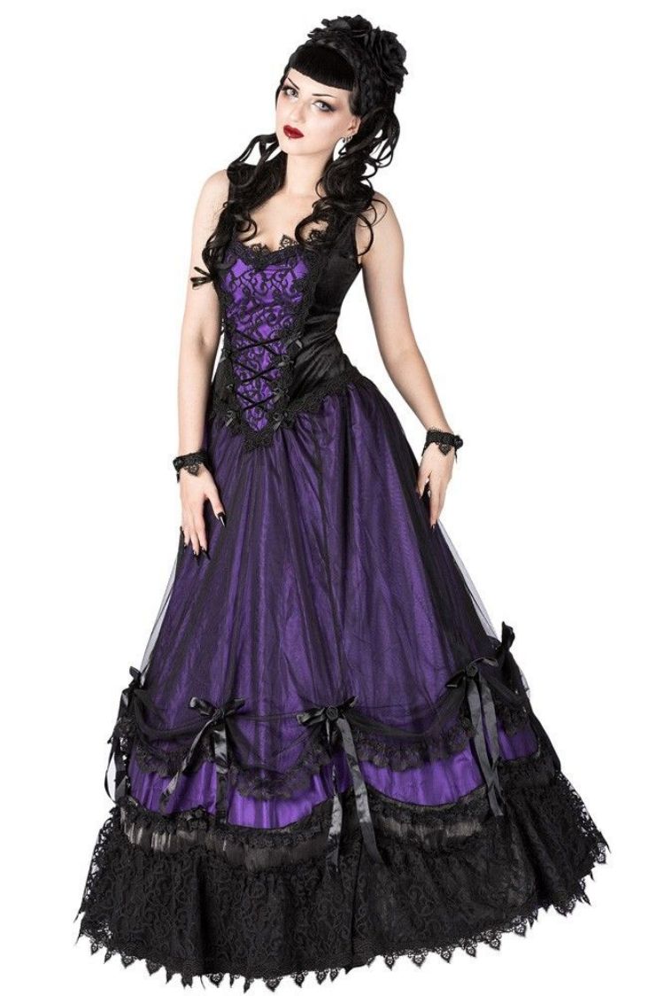Black Purple Gothic Wedding Dress