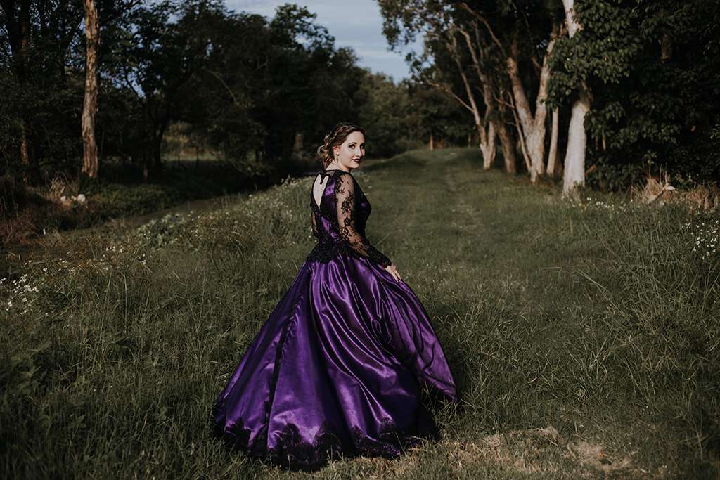 Black Purple Wedding Gown