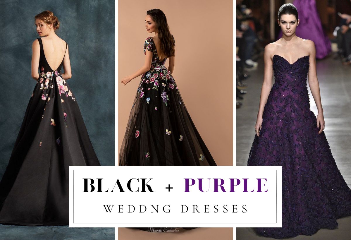 purple and black wedding dress