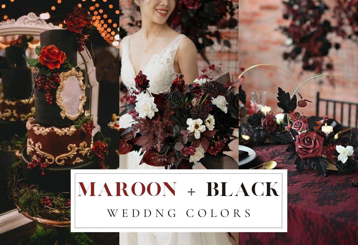 maroon and black wedding