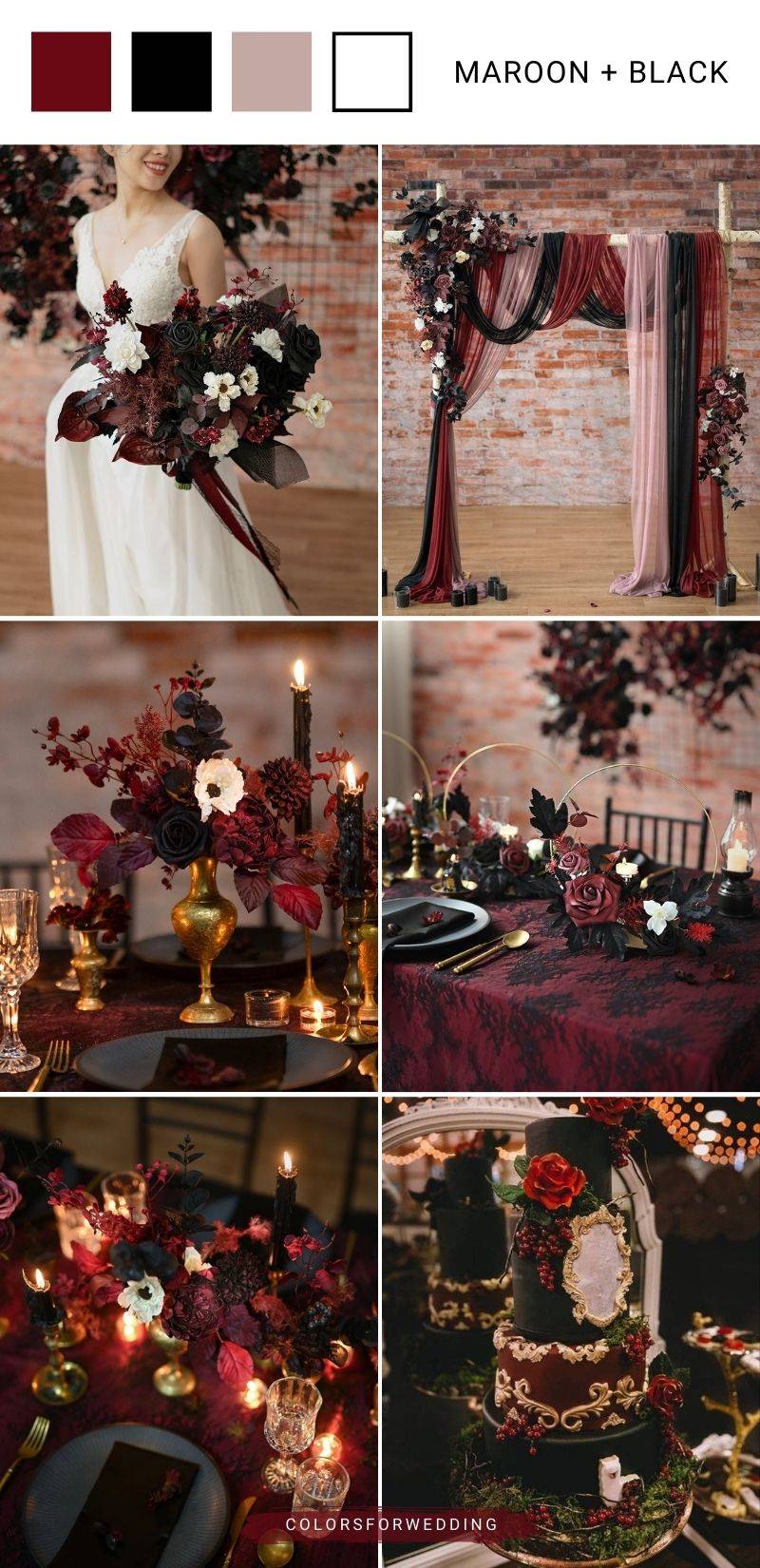 maroon black and white wedding color ideas